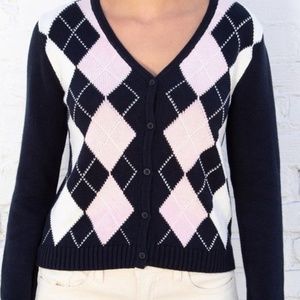 Brandy Melville Elizabeth Argyle pink sweater for Angelina z